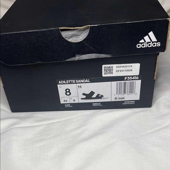 Adidas Kids Black and White Slide Sandals - Picture 6 of 6